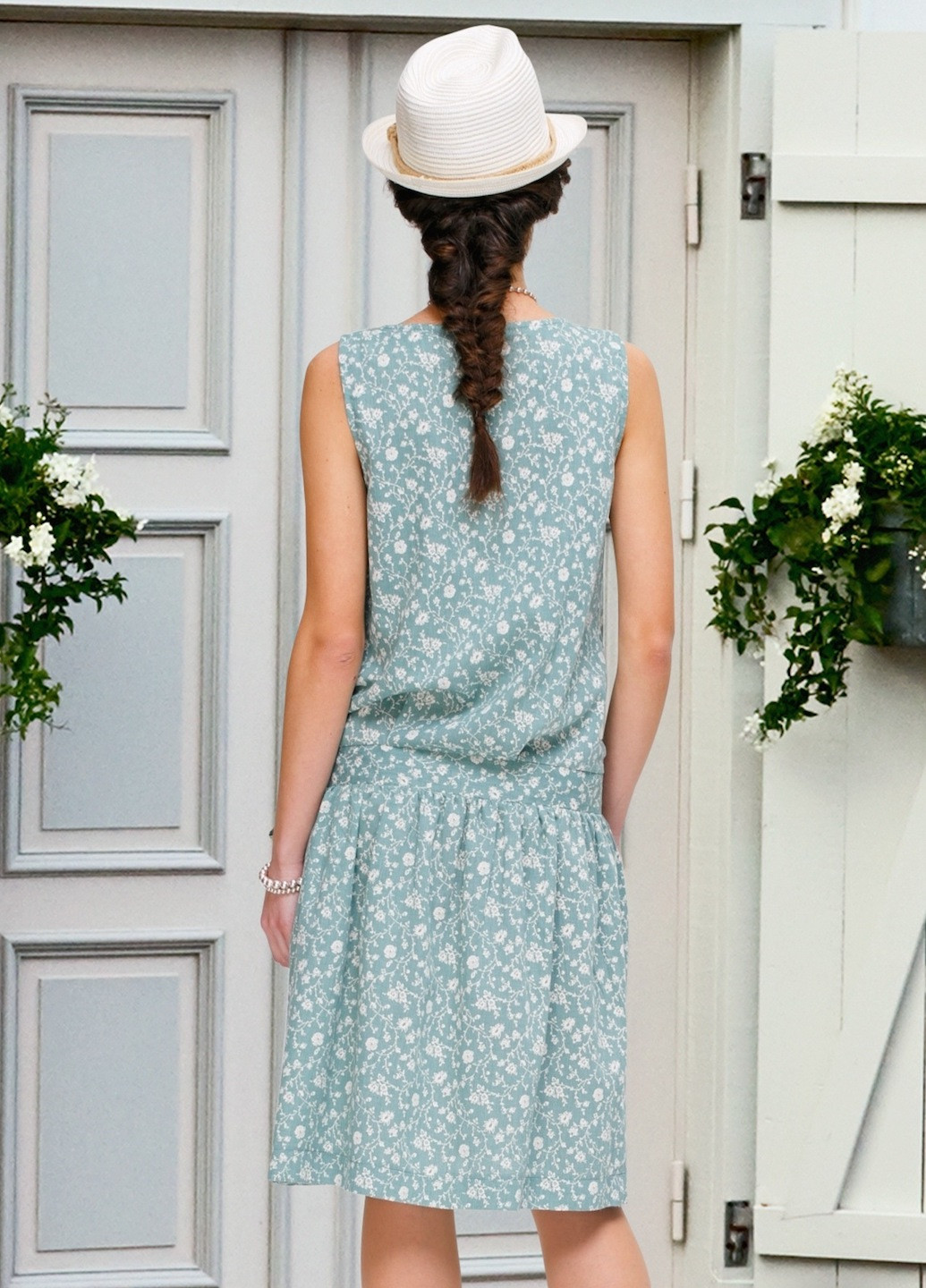 Оливкова кежуал сукня дейзі штапель цветик олива Jet з квітковим принтом
