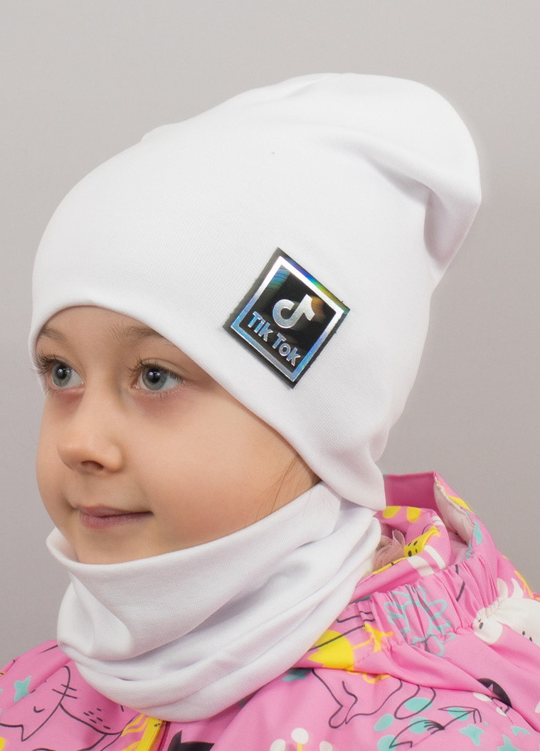 Дитяча шапка з хомутом КАНТА "TikTok" розмір 48-52 білий (OC-983) Канта (220180413)