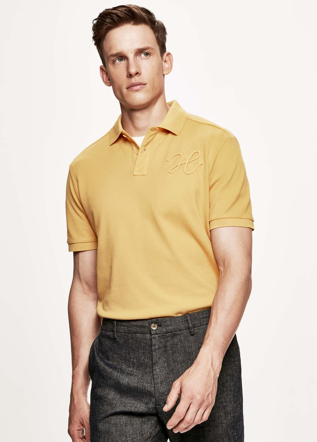Желтая футболка-поло для мужчин Hackett однотонная