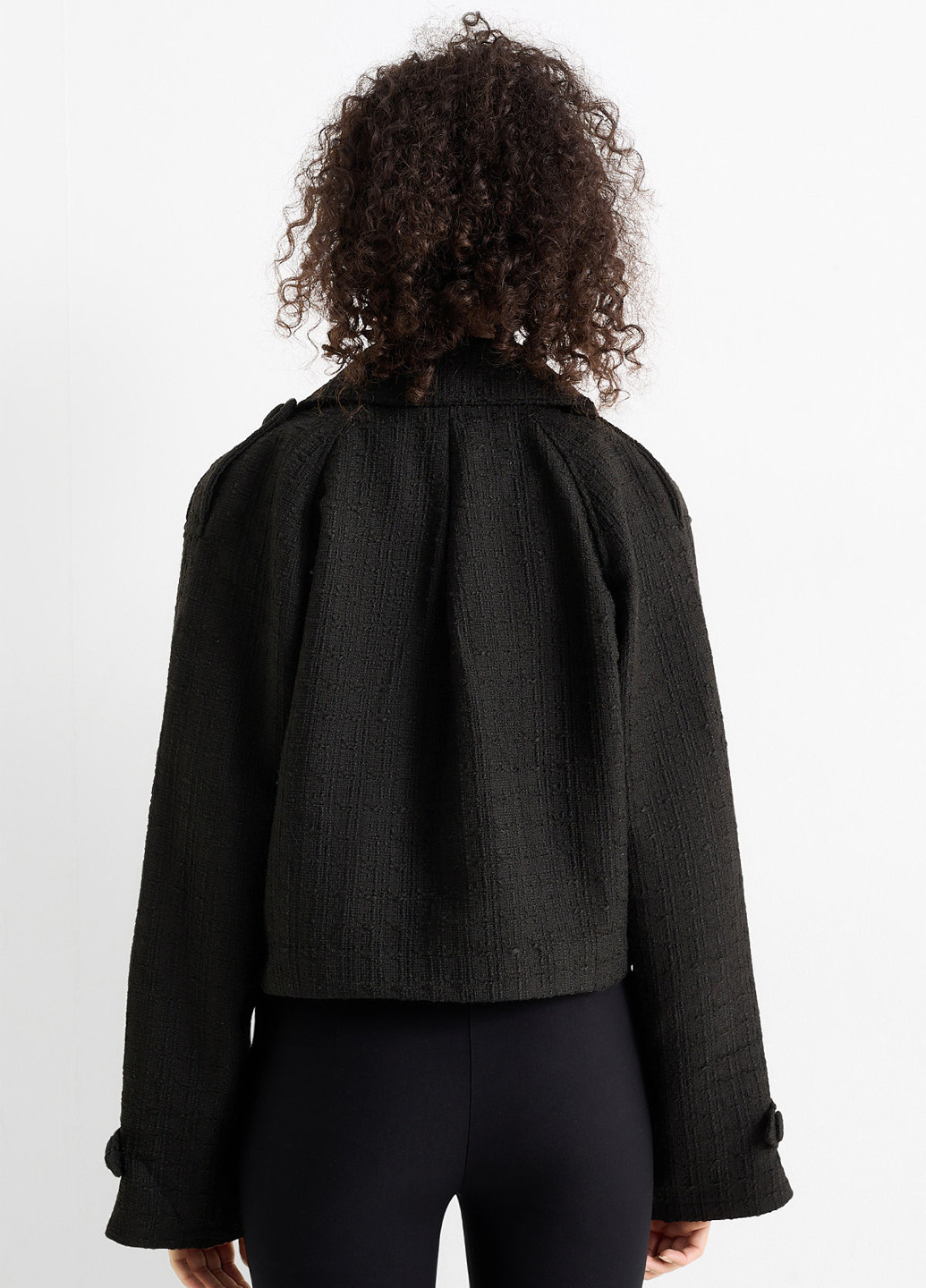 Чорне Кежуал напівпальто двобортне C&A однотонне