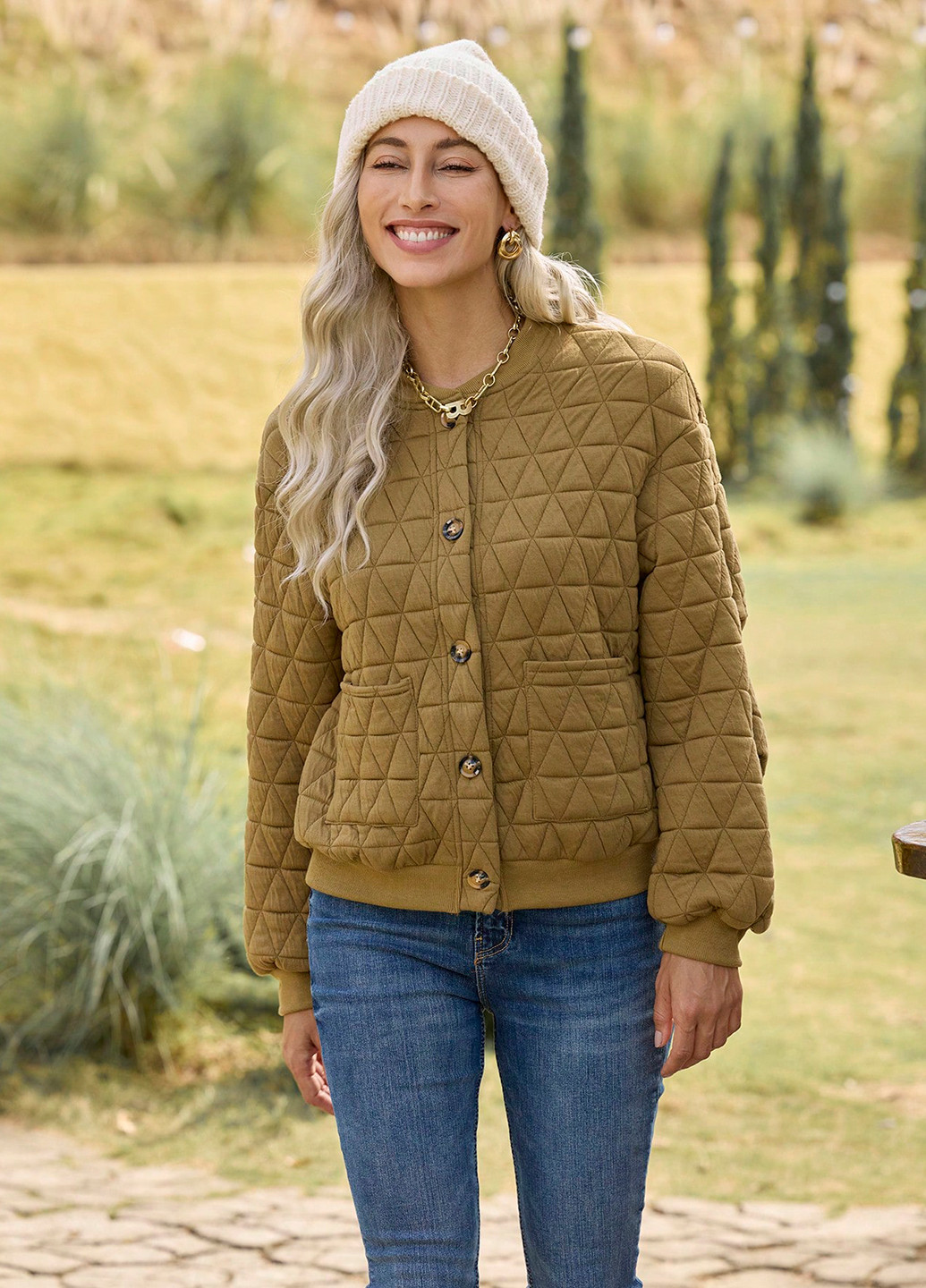 Бомбер SHEIN бейсбольный на пуговицах (367042778)