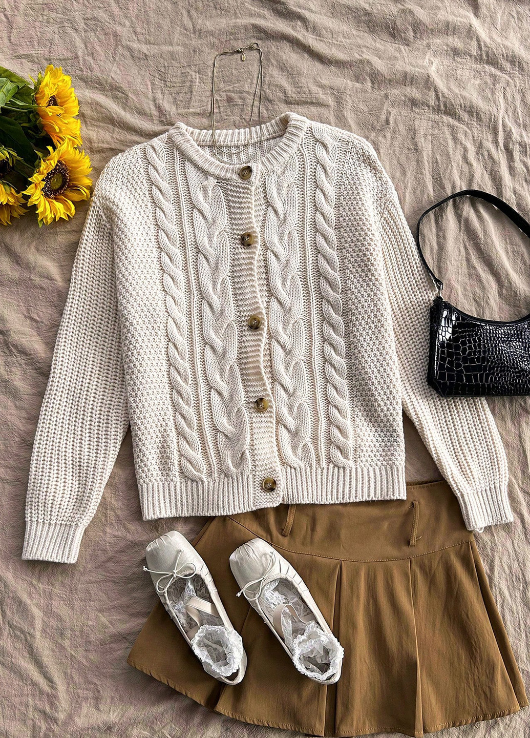 Кремовый демисезонный кардиган SHEIN