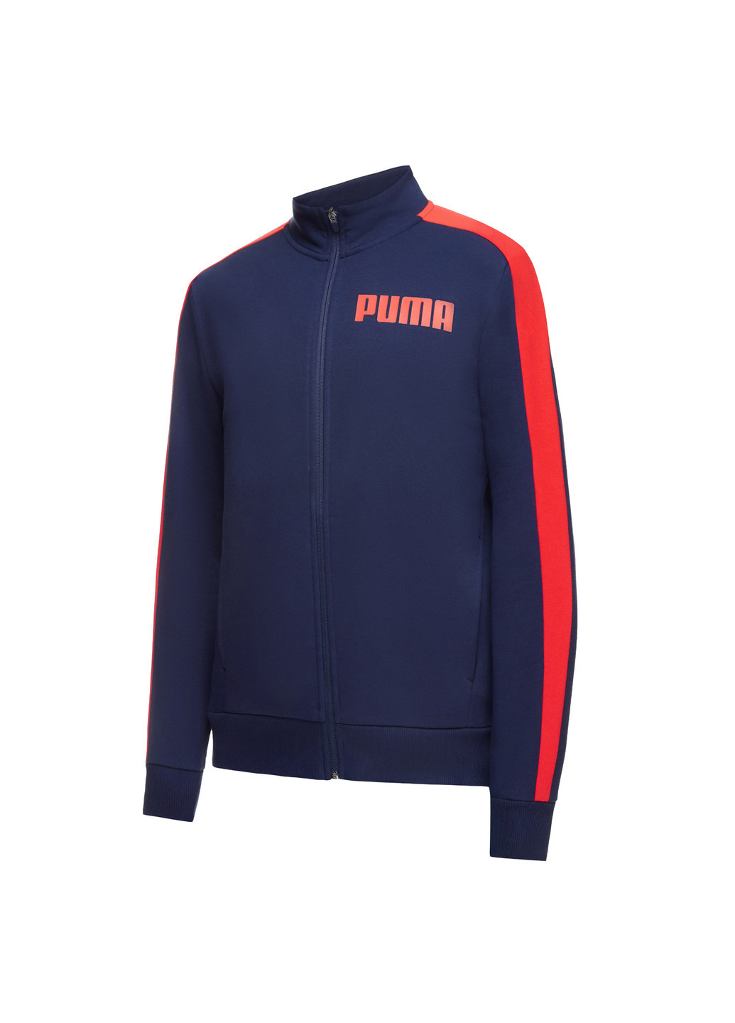 Олимпійка Contrast Track Jacket FL M Puma однотонна синя спортивна бавовна, поліестер, еластан