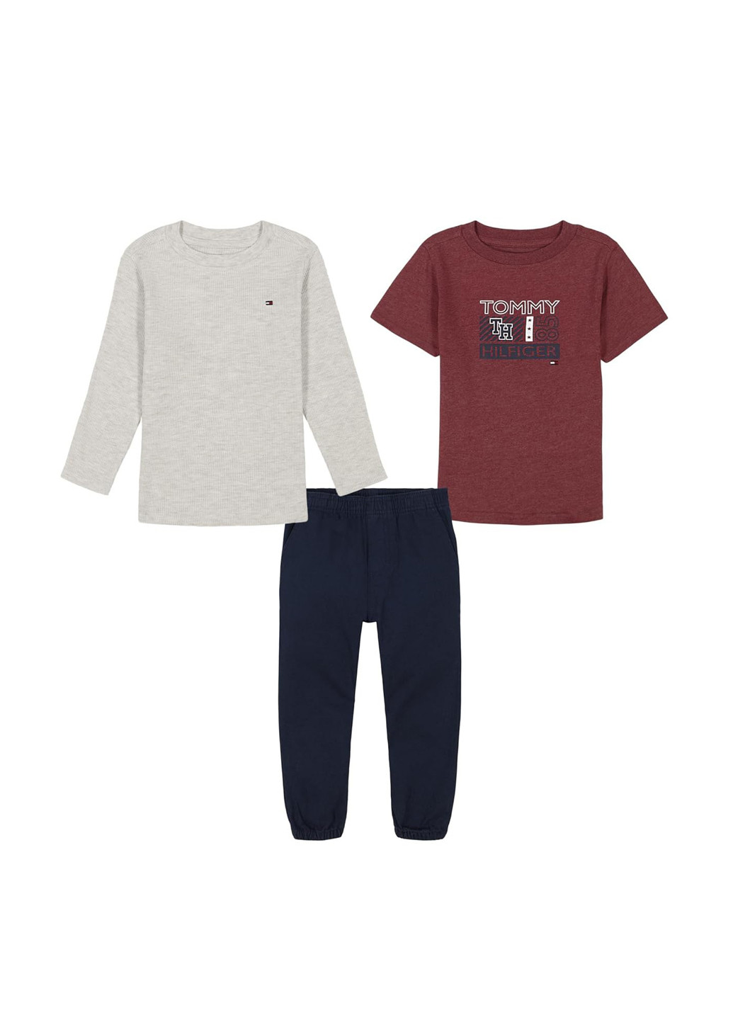 Комбинированный демисезонный комплект (лонгслив, футболка, брюки) Tommy Hilfiger