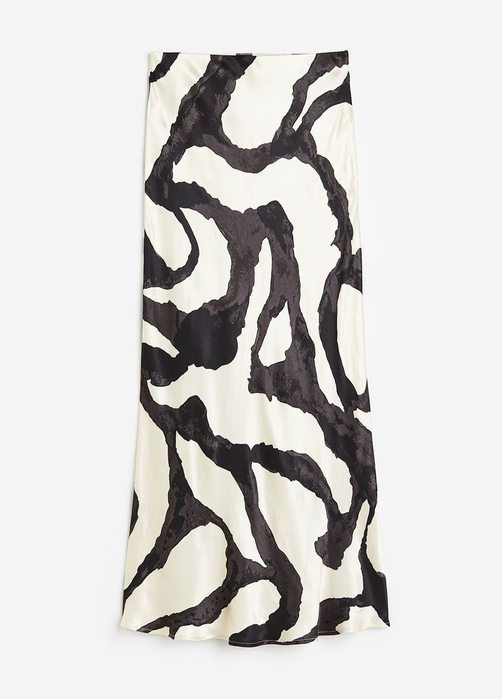 Черно-белая кэжуал с абстрактным узором юбка H&M клешированная