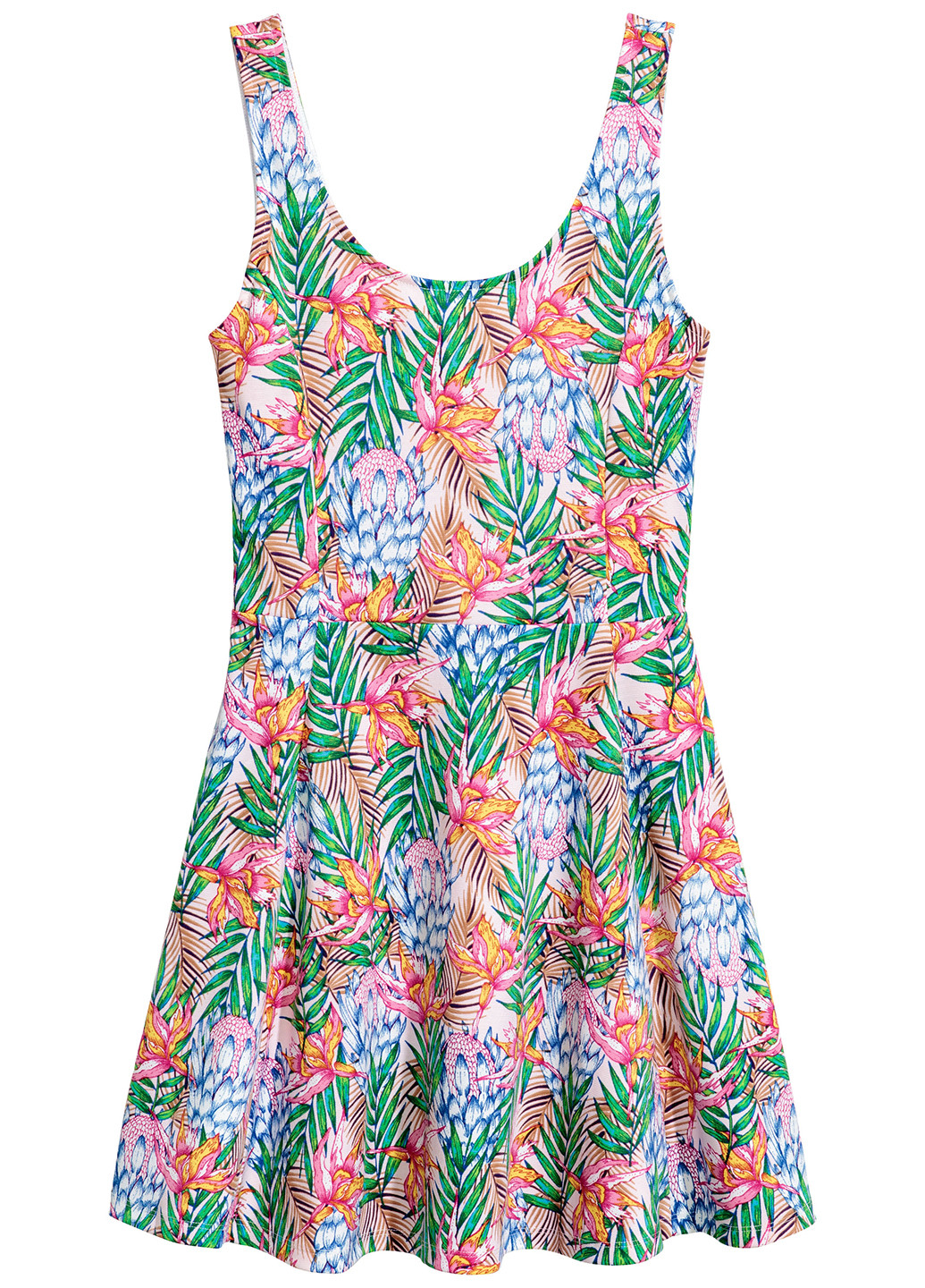 Комбинированное кэжуал платье H&M с цветочным принтом