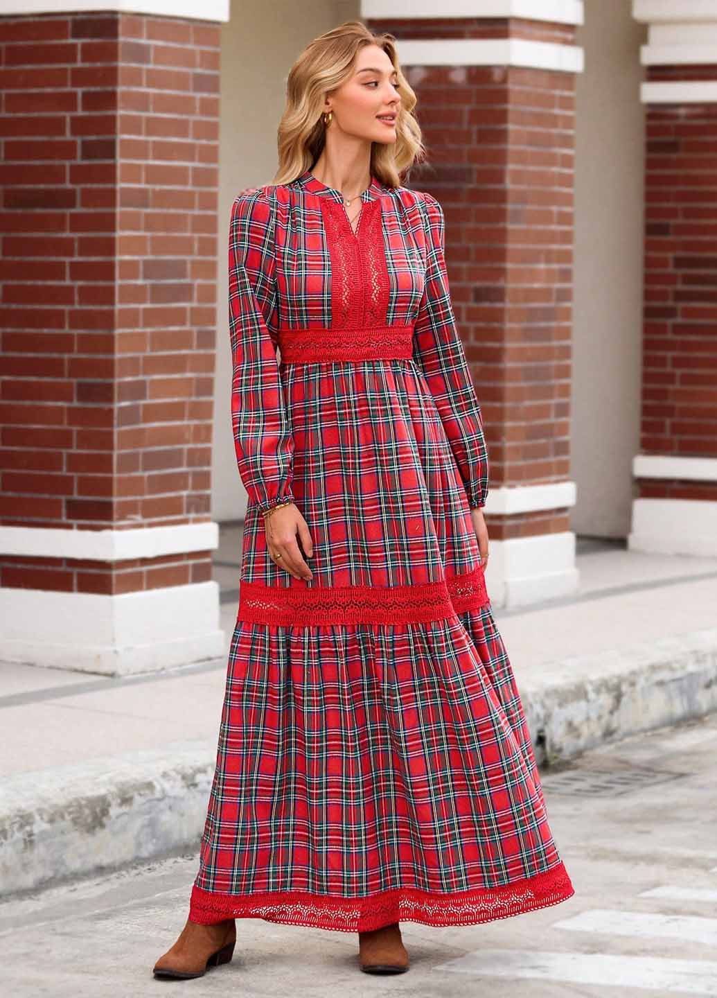Червона кежуал сукня SHEIN в клітинку