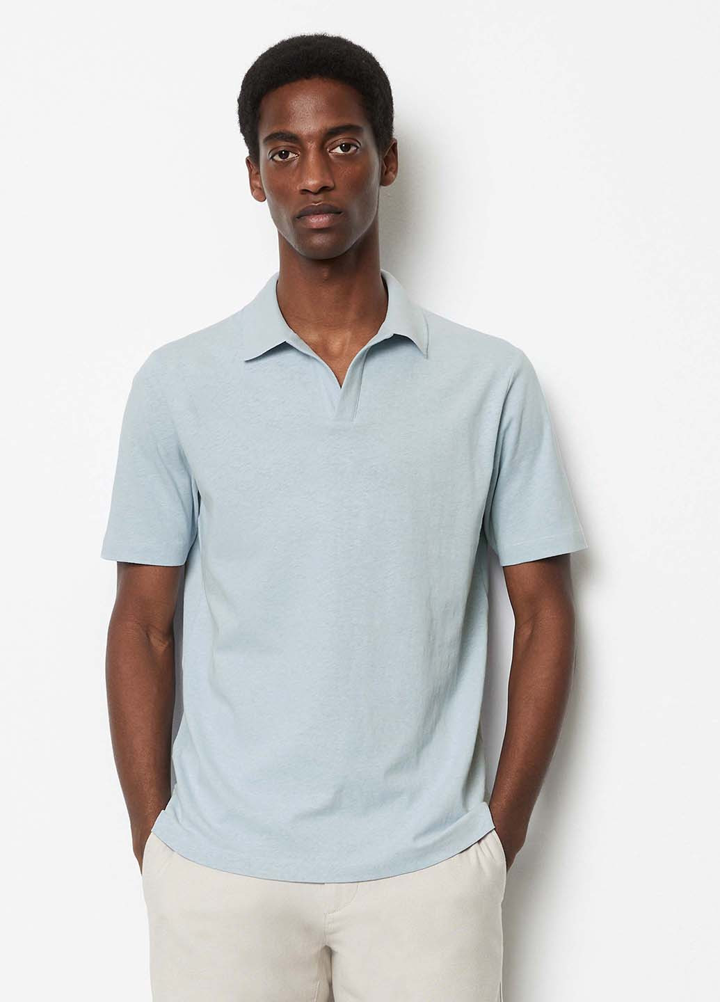 Голубой футболка-поло для мужчин Marc O'Polo однотонная