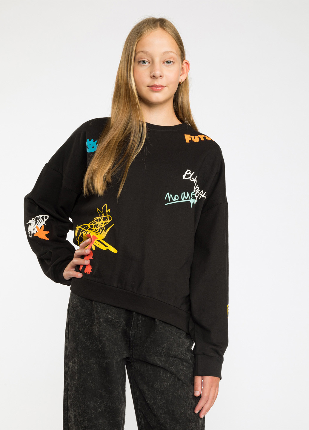 Reporter Young свитшот рисунок черный кэжуал полиэстер, трикотаж