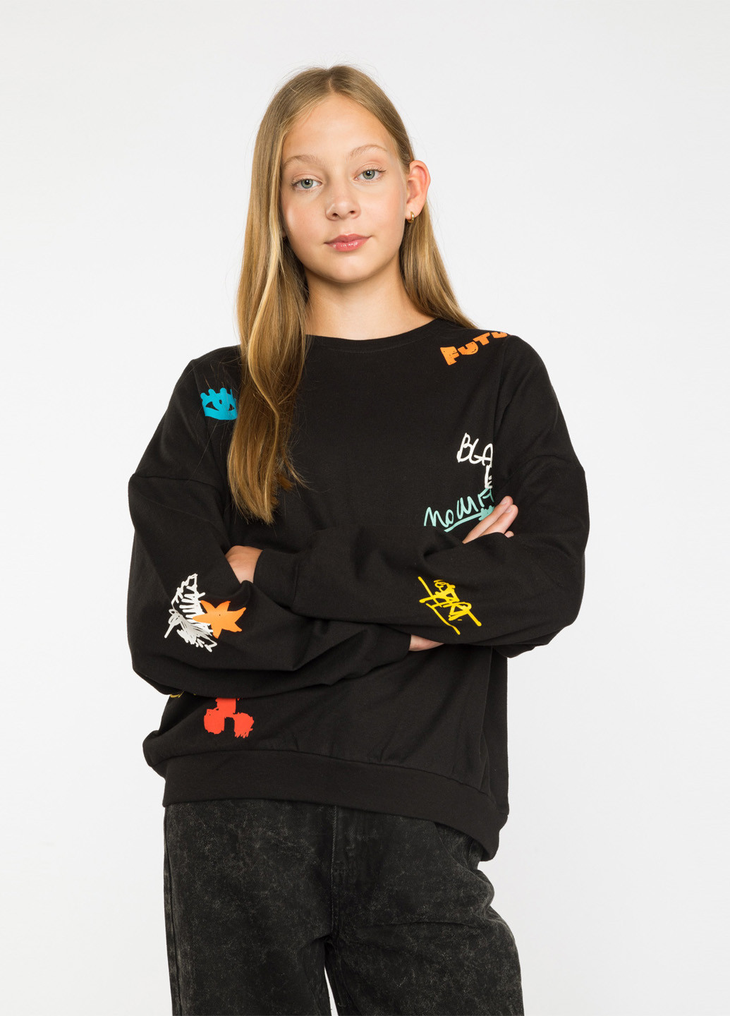 Reporter Young свитшот рисунок черный кэжуал полиэстер, трикотаж