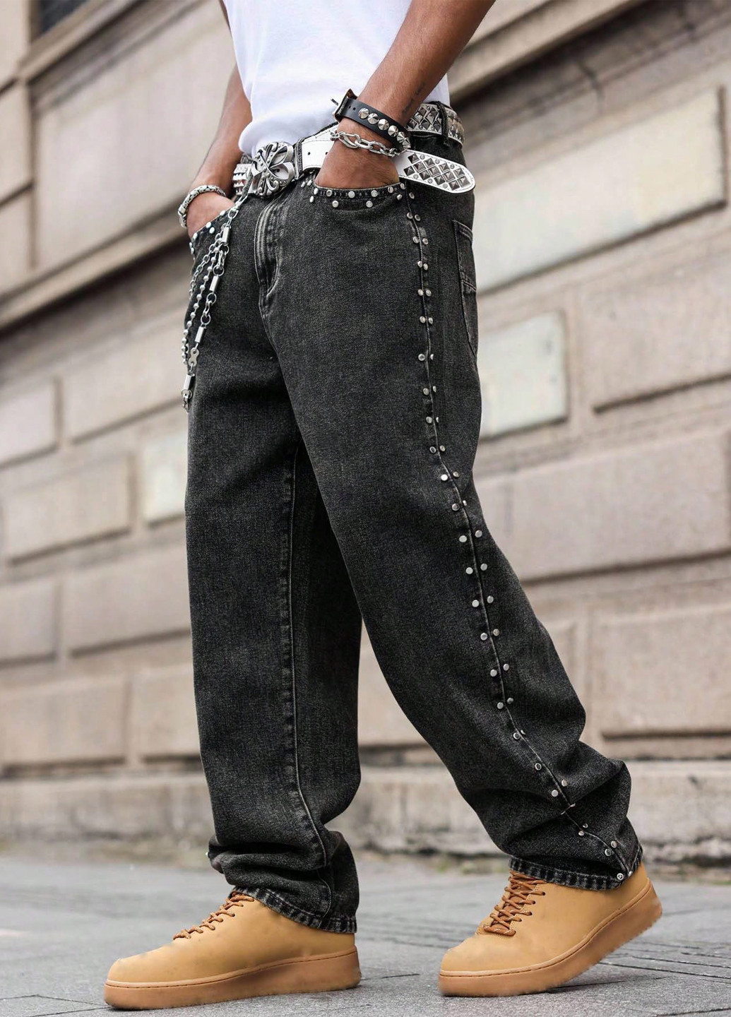 Темно-серые демисезонные прямые джинсы SHEIN