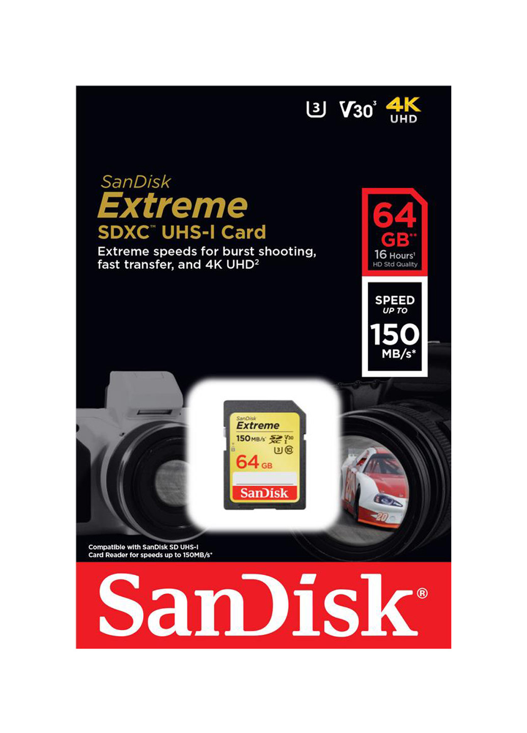 Карта пам'яті SDXC 64GB C10 UHS-I U3 (R150 / W60MB / s) Extreme (SDSDXV6-064G-GNCIN) SanDisk карта памяти sandisk sdxc 64gb c10 uhs-i u3 (r150/w60mb/s) extreme (sdsdxv6-064g-gncin) (130843133)
