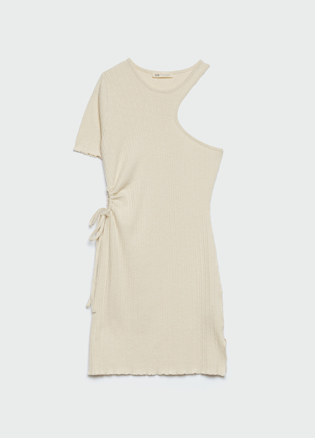 Бежевое кэжуал, вечернее платье на одно плечо Stradivarius однотонное