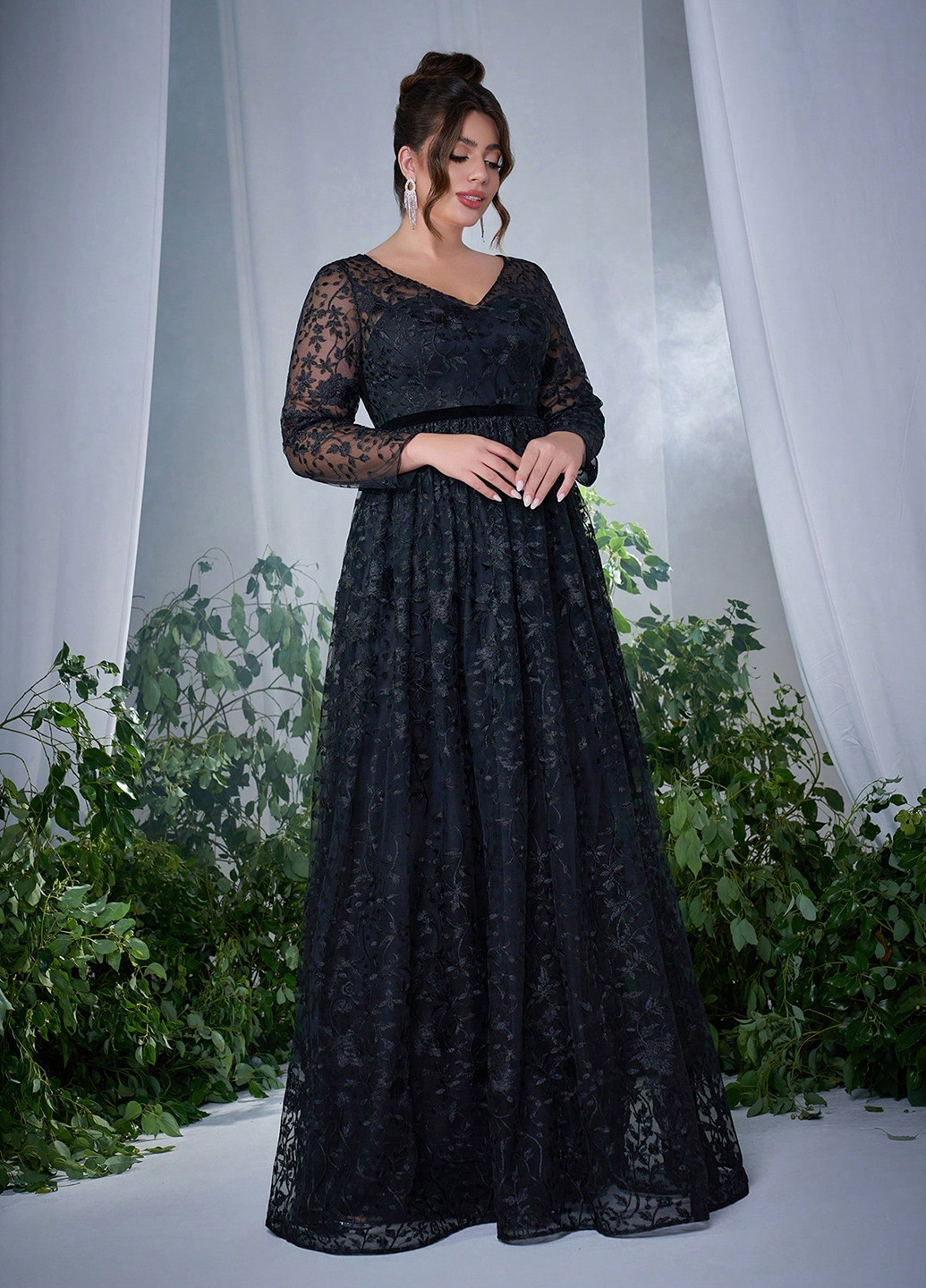 Чорна вечірня сукня SHEIN з квітковим принтом