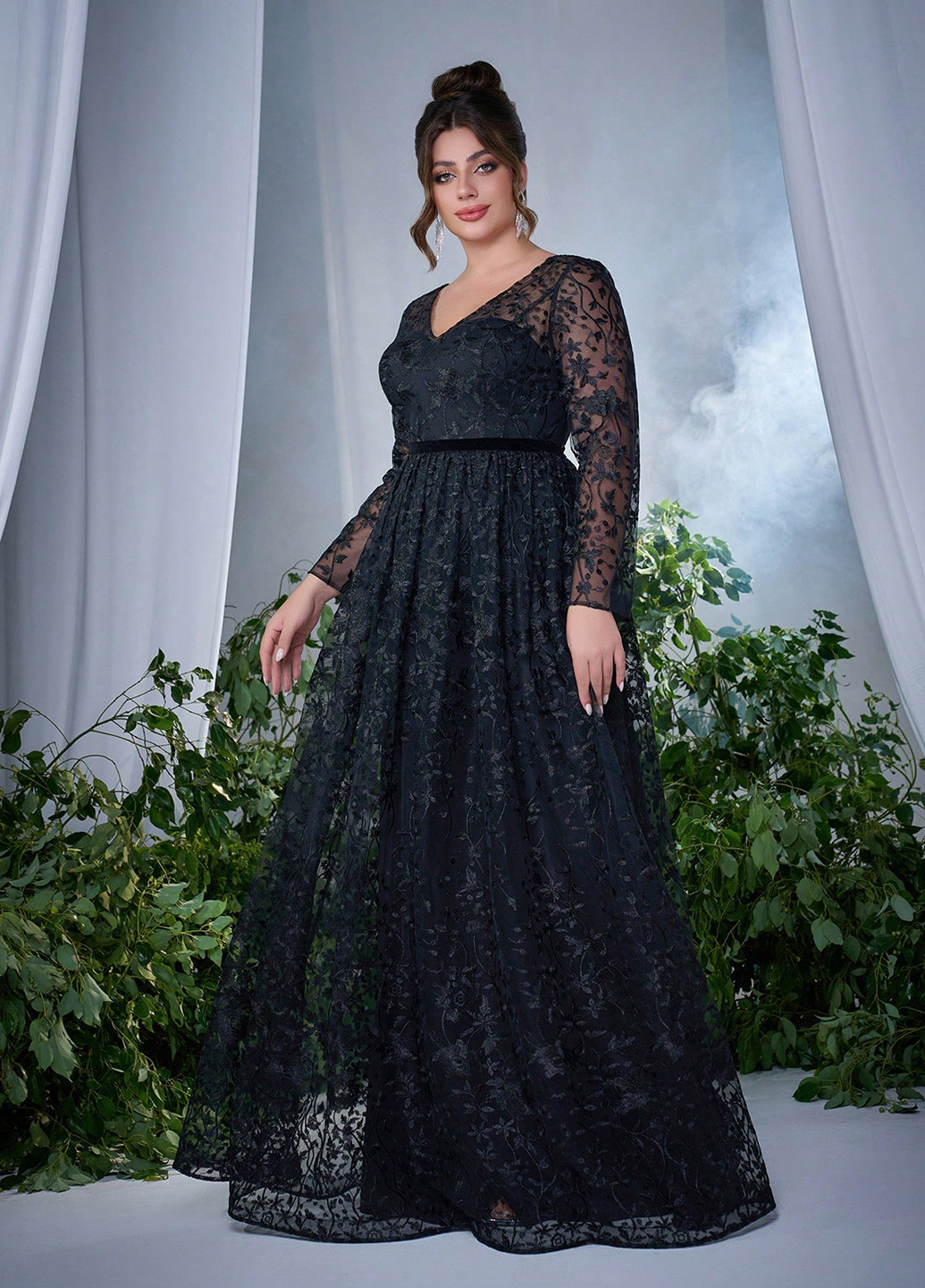 Чорна вечірня сукня SHEIN з квітковим принтом