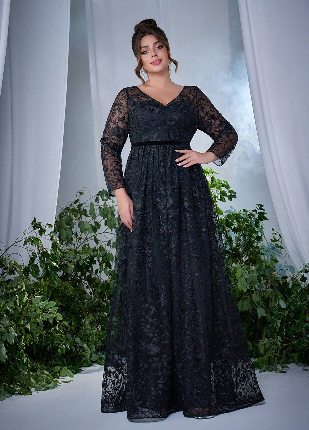 Чорна вечірня сукня SHEIN з квітковим принтом