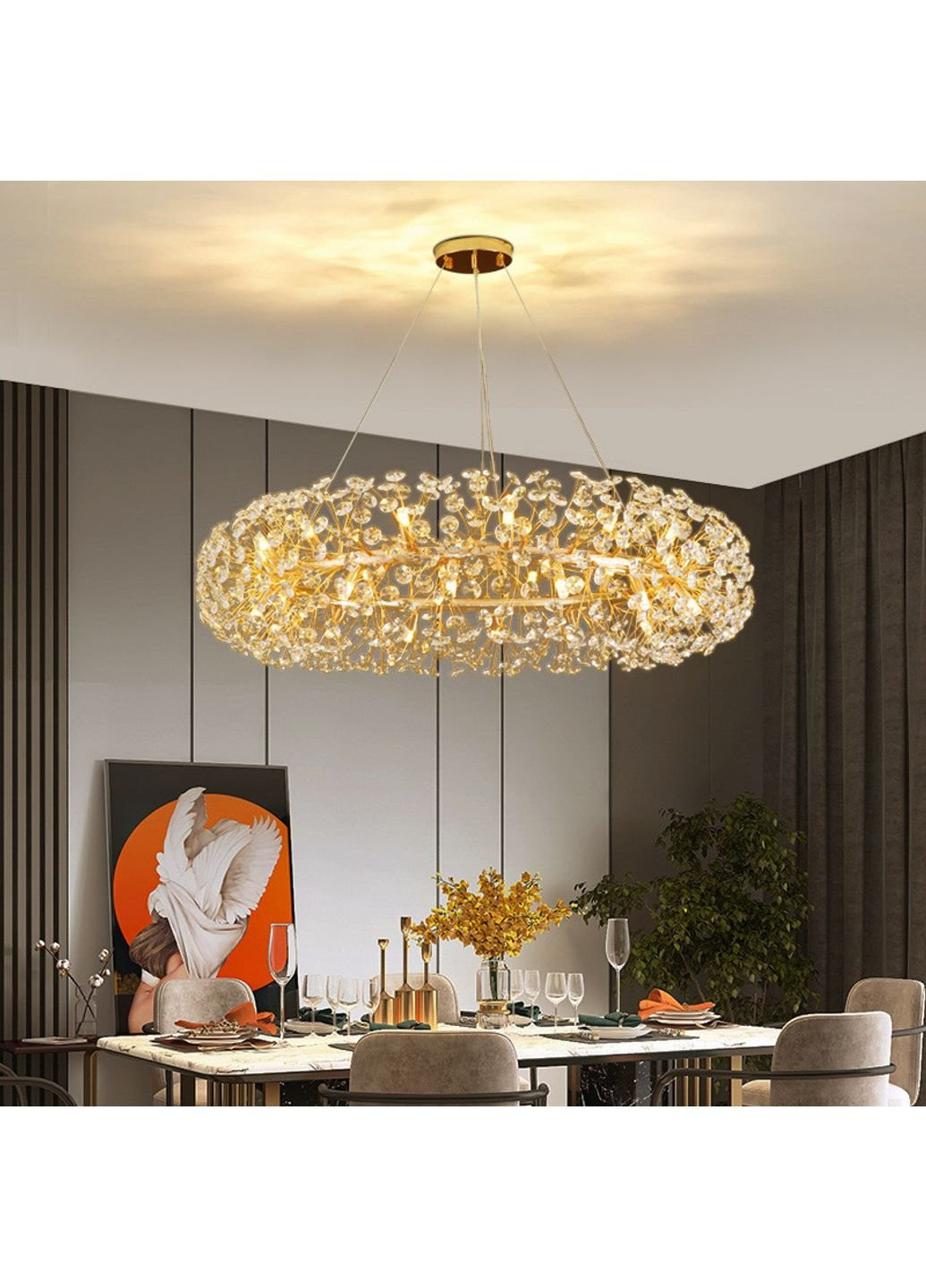 Люстра стельова на 16 лампочок D9061/700-k Золото 40х70х70 см. Sunnysky (253528225)