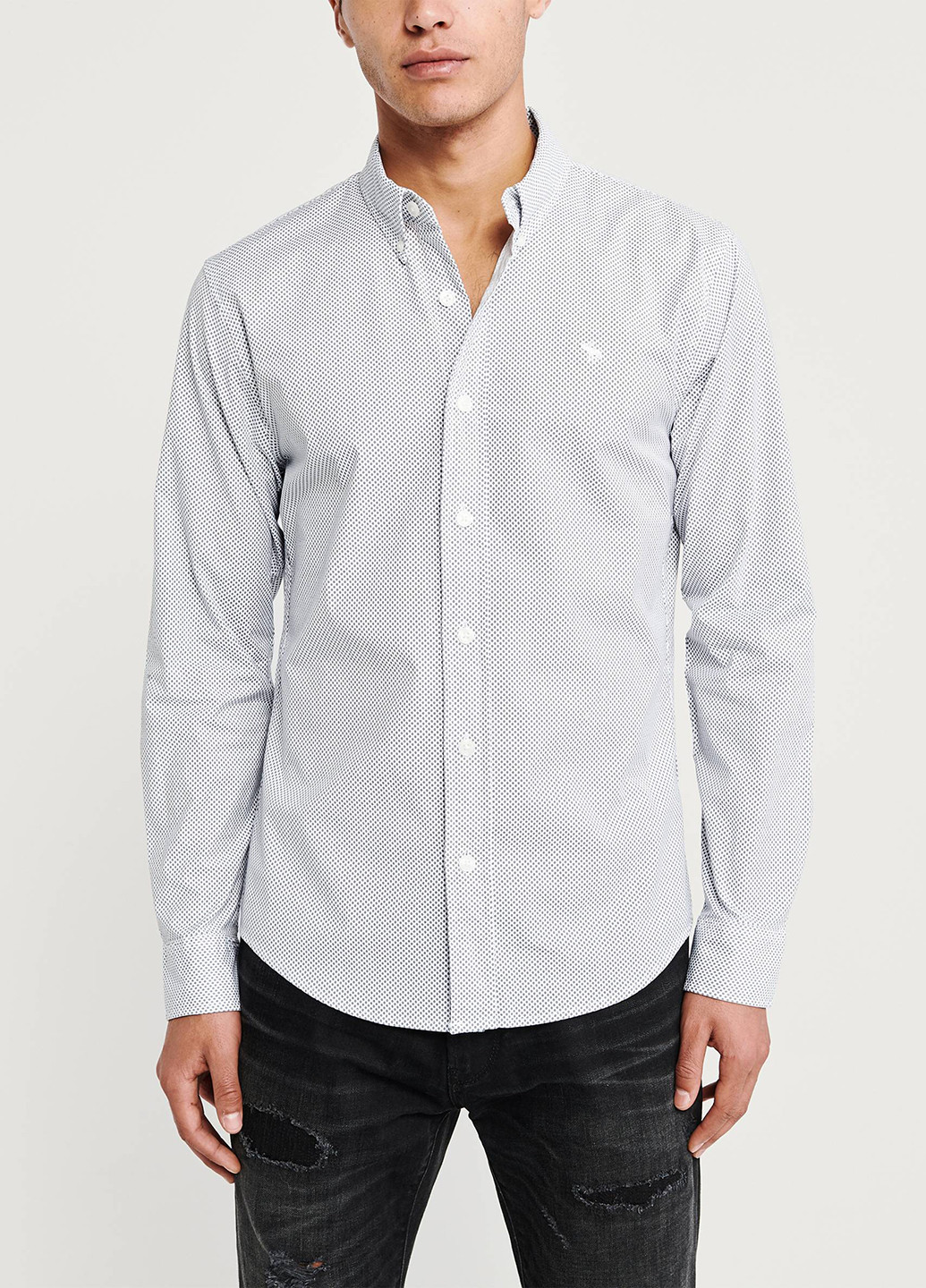 Белая кэжуал рубашка с цветами Abercrombie & Fitch
