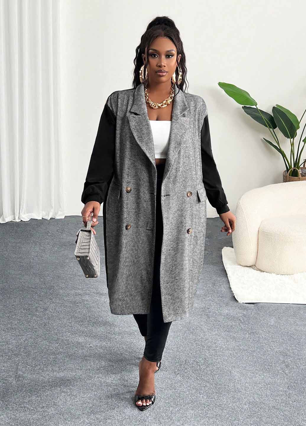 Плащ SHEIN тренчкот на гудзиках демісезон (367747605)