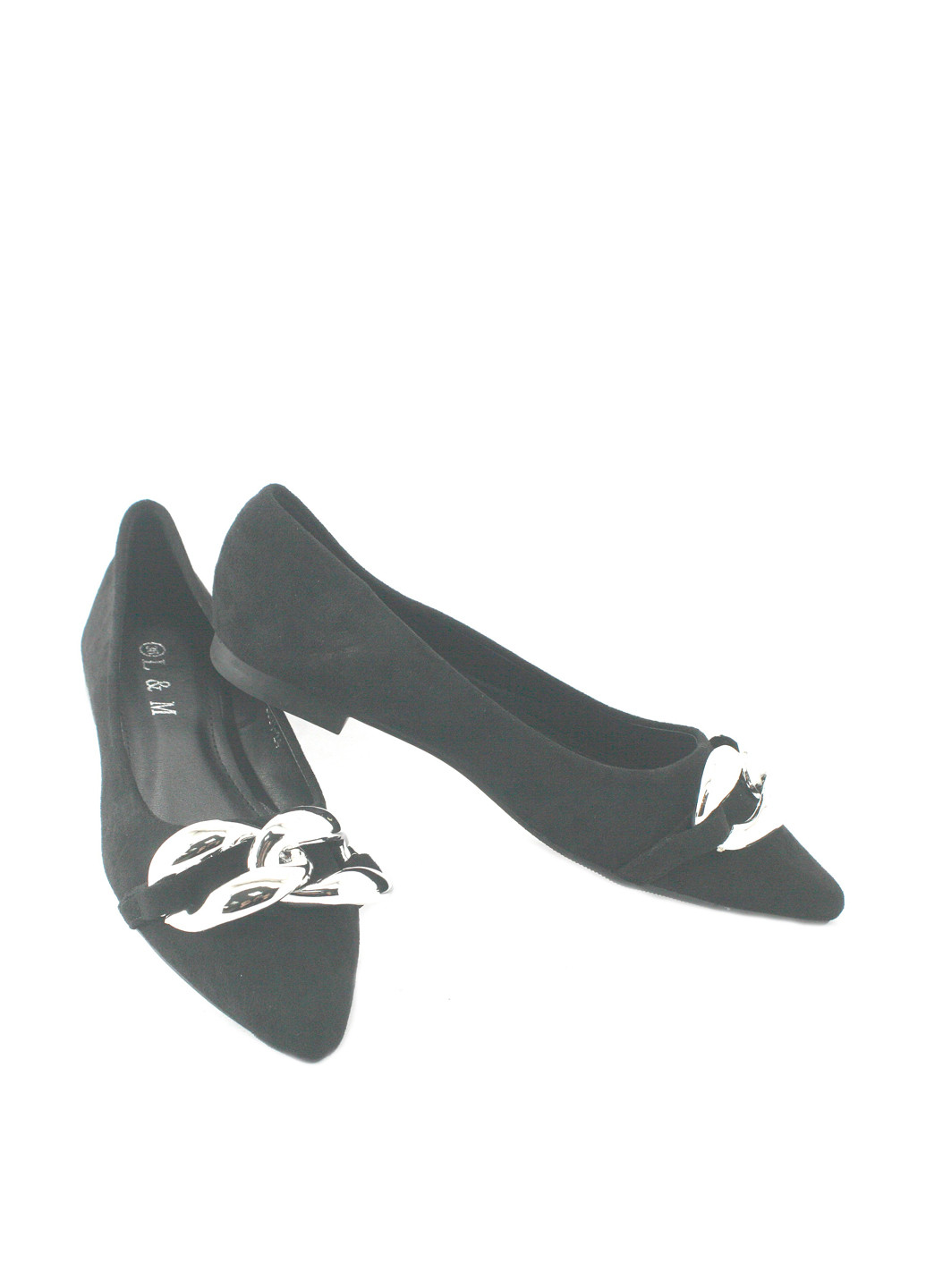 Жіночі балетки | чорні однотонні ланцюжки штучна замша (326178310)