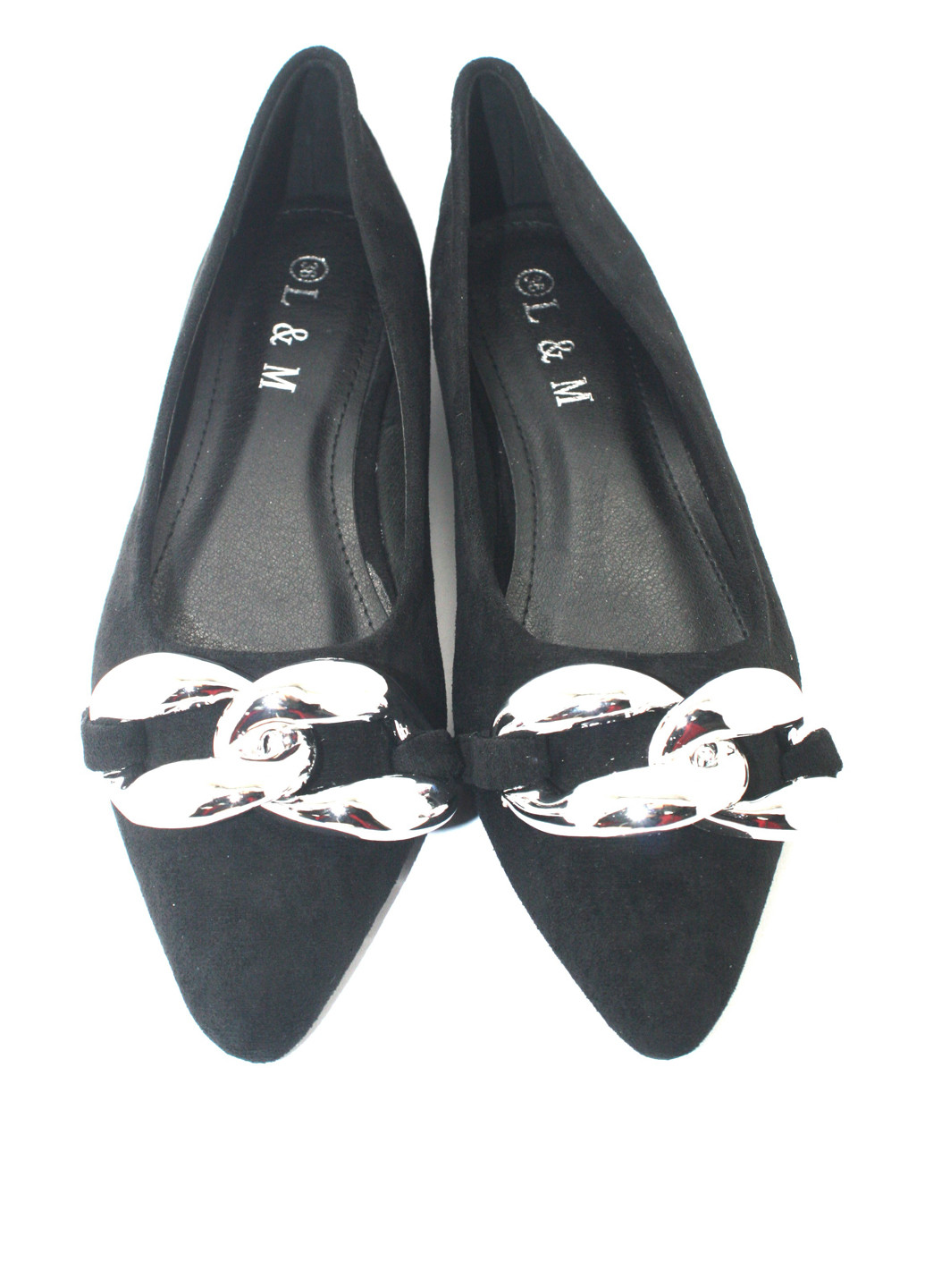 Жіночі балетки | чорні однотонні ланцюжки штучна замша (326178310)