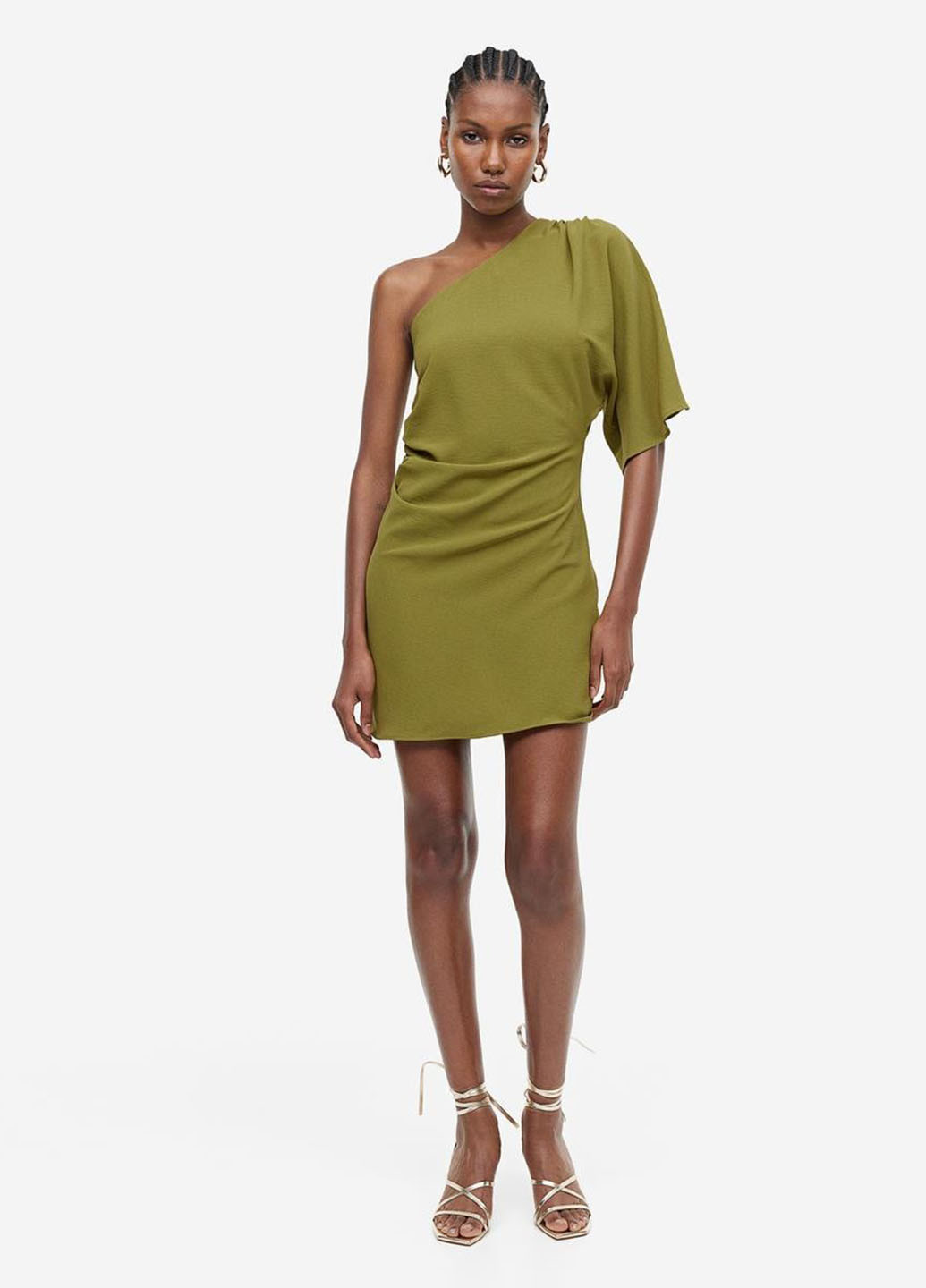 Оливкова (хакі) коктейльна сукня а-силует H&M однотонна
