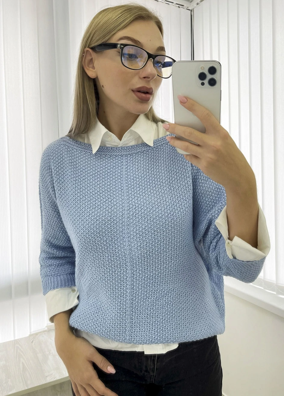 Блакитний демісезонний светр Inedit