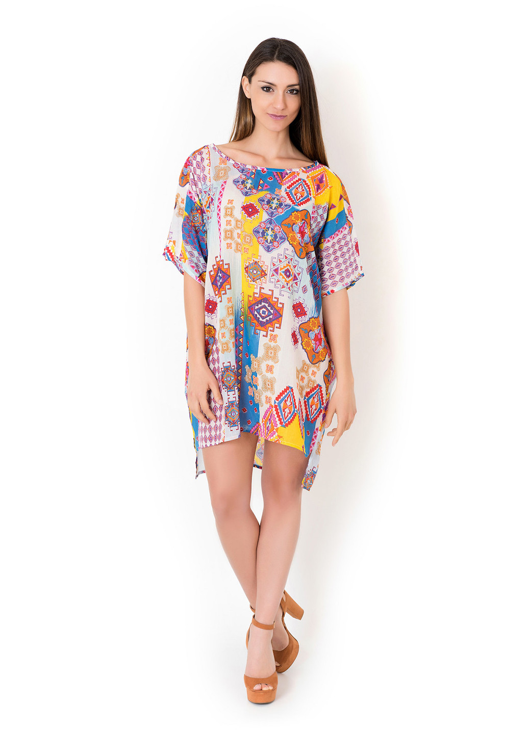 Комбинированное пляжное платье Iconique с абстрактным узором