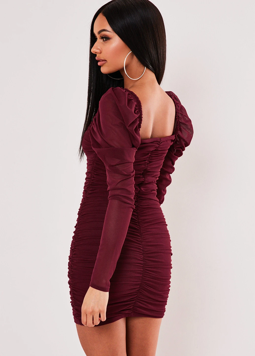 Бордовое вечернее платье футляр Missguided однотонное