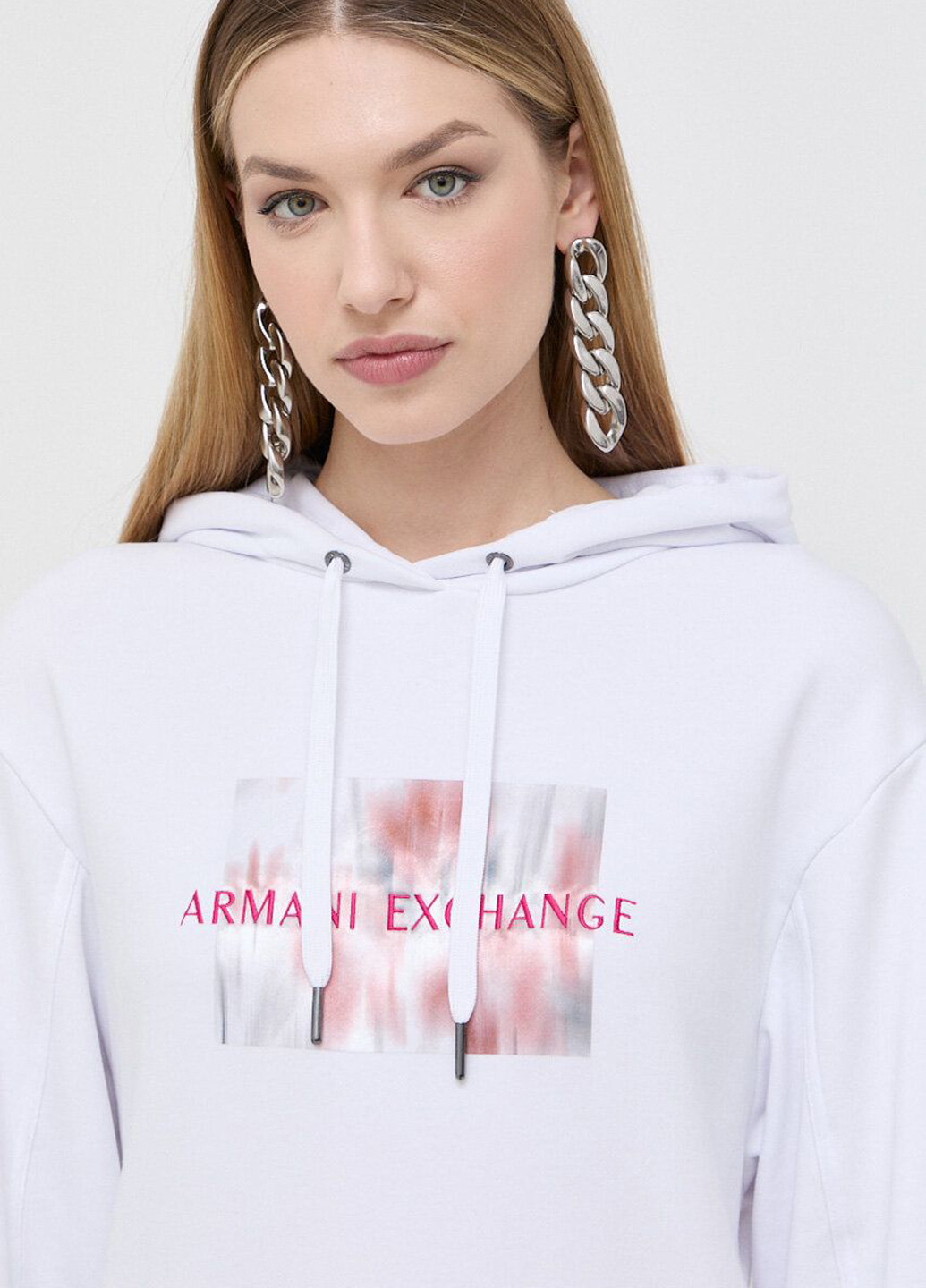 Белое кэжуал платье платье-свитшот Armani Exchange с логотипом