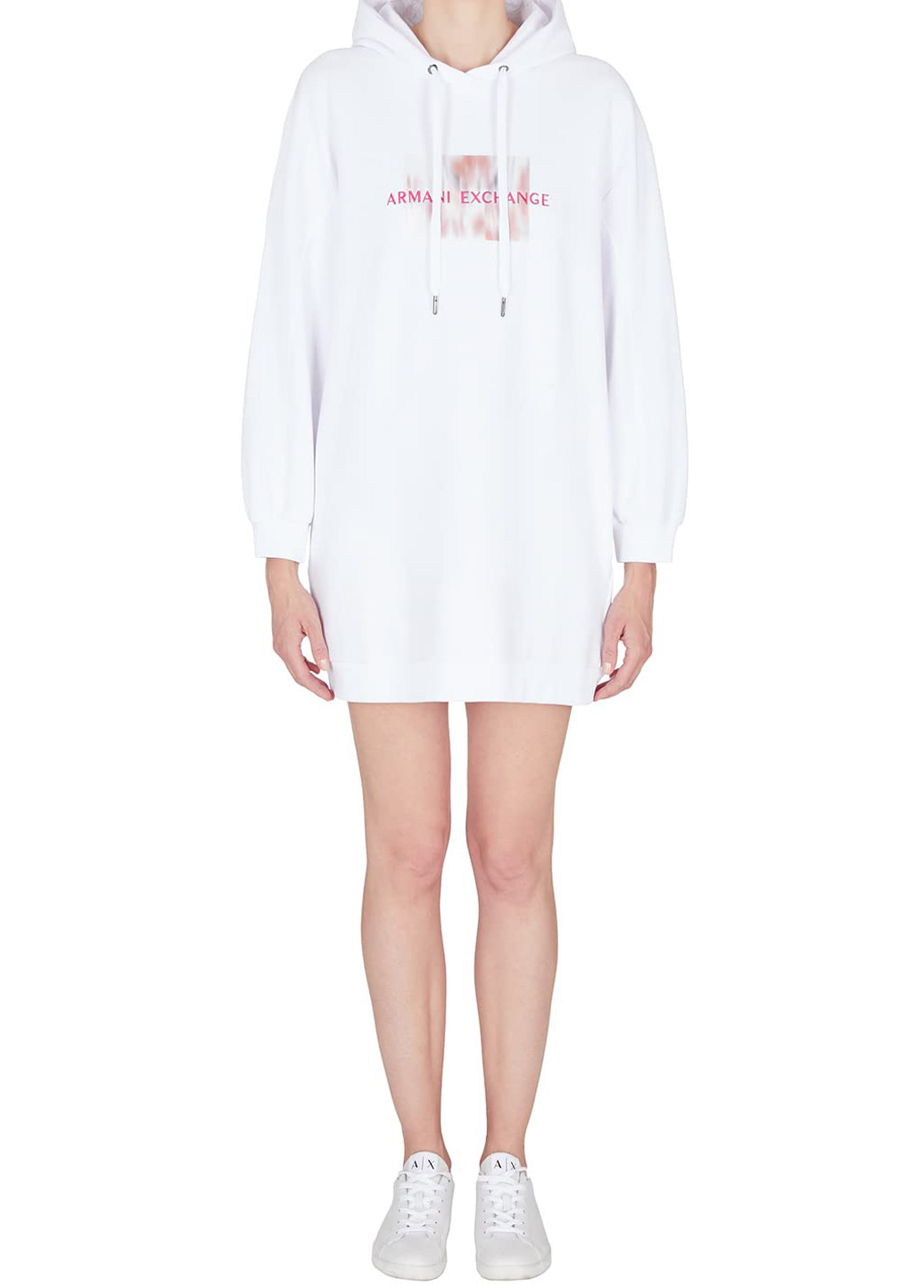 Белое кэжуал платье платье-свитшот Armani Exchange с логотипом