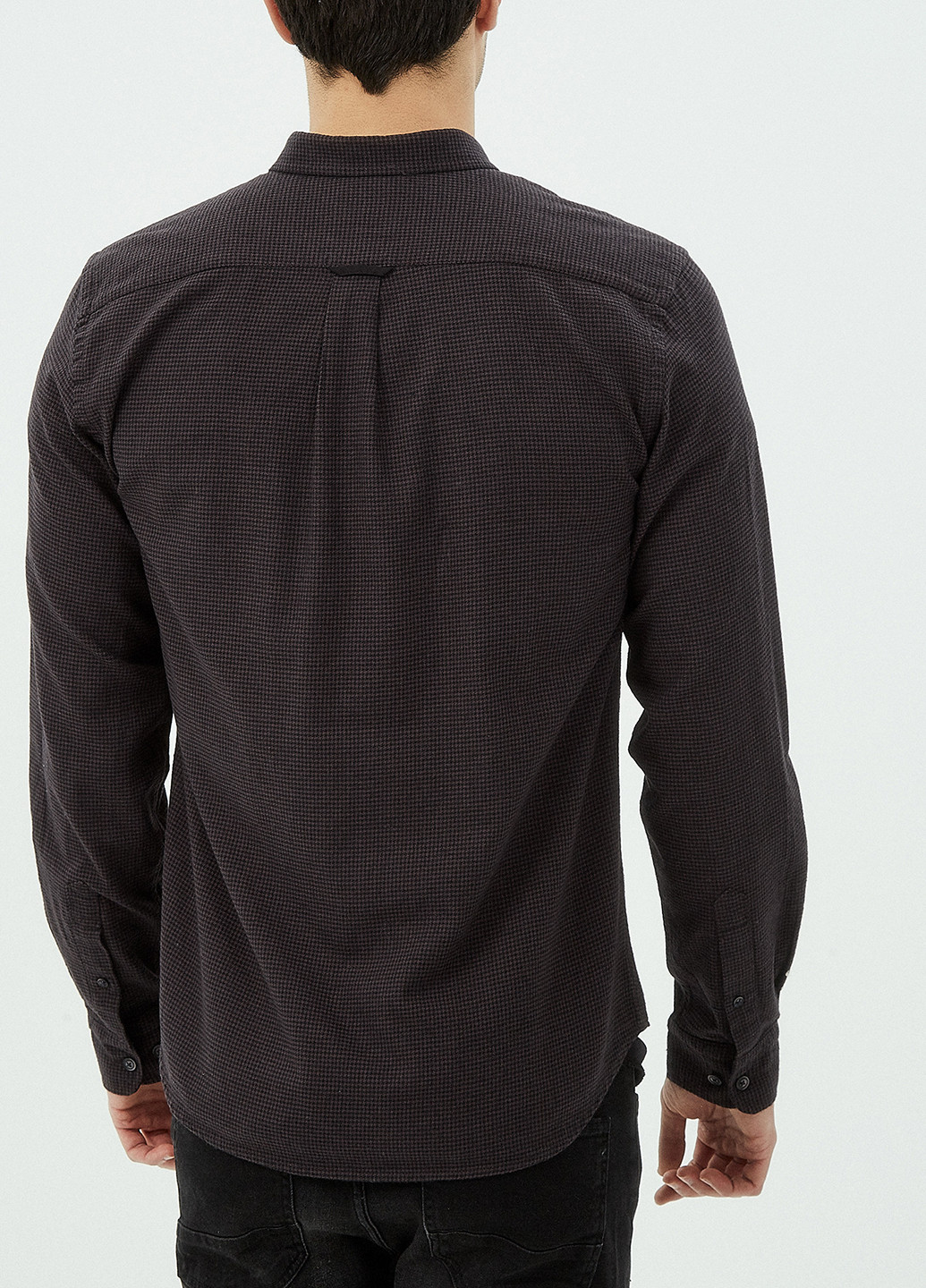 Серо-коричневая кэжуал рубашка с узором "гусиная лапка" KOTON