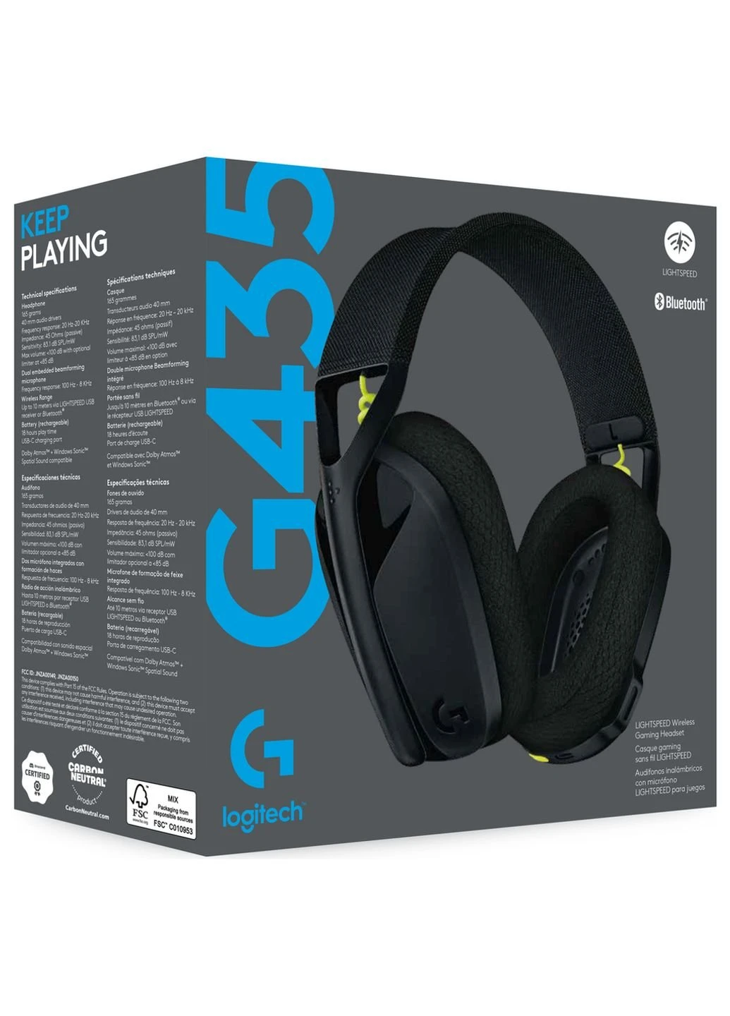 Наушники (981-001050) Logitech G435 Lightspeed Wireless Gaming Headset Black (253545908)