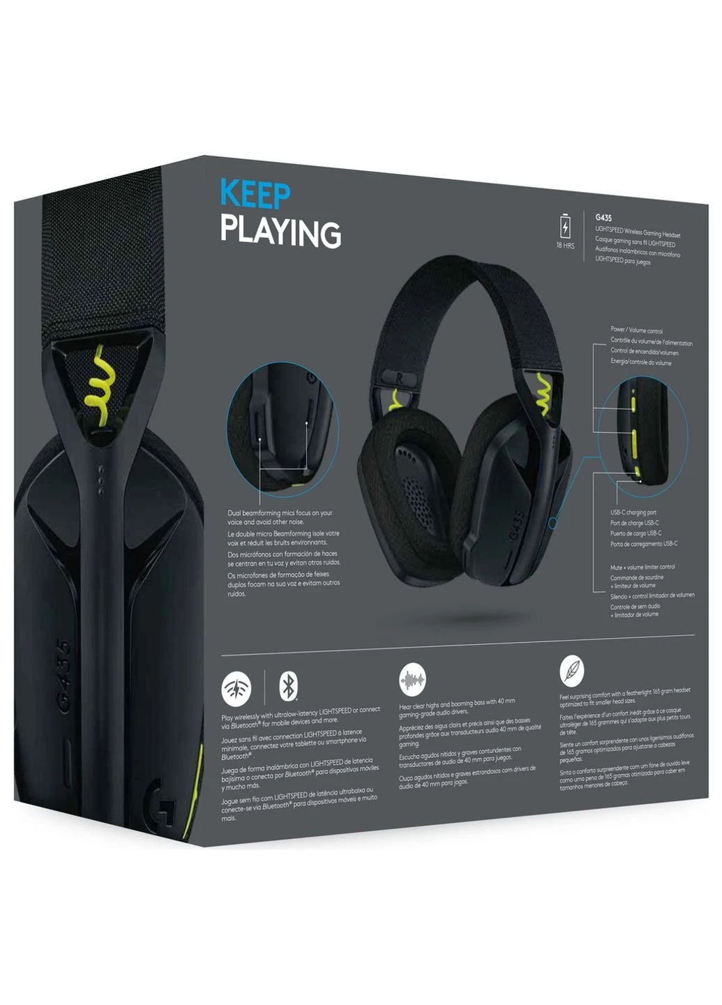 Наушники (981-001050) Logitech G435 Lightspeed Wireless Gaming Headset Black (253545908)