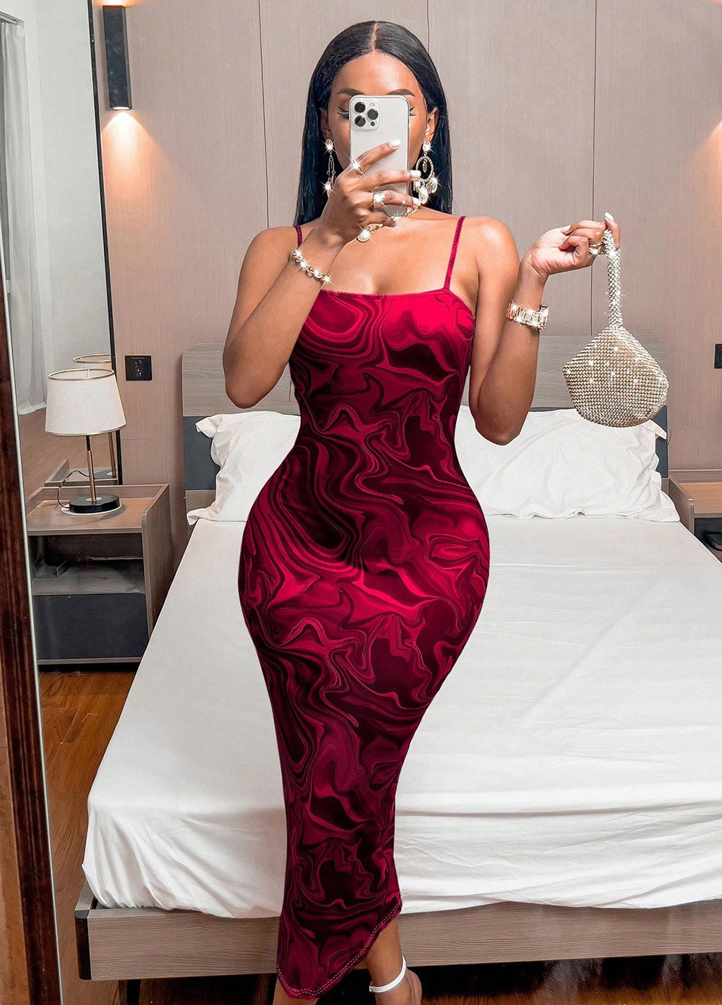 Комбінована кежуал, вечірня сукня сукня-комбінація SHEIN тай-дай