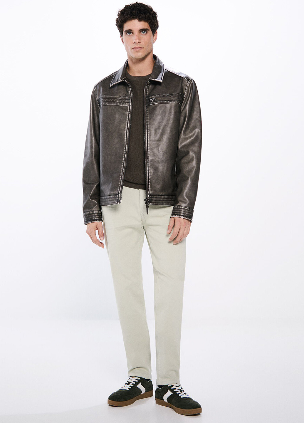 Белые кэжуал демисезонные прямые брюки Springfield