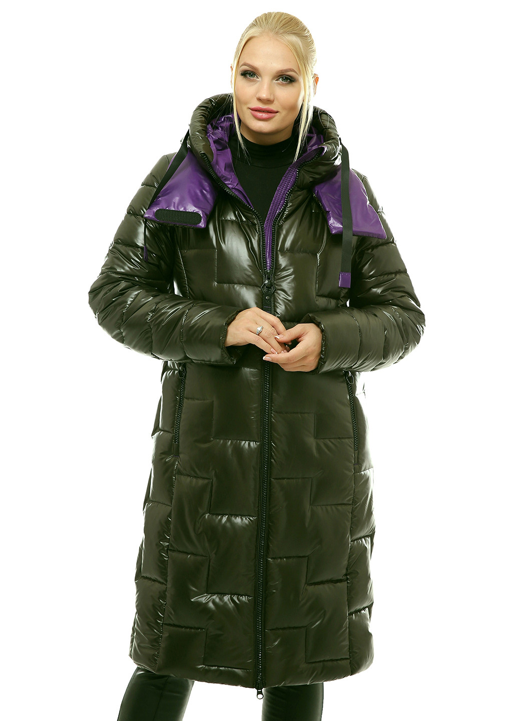 Оливковая (хаки) зимняя куртка Rolana
