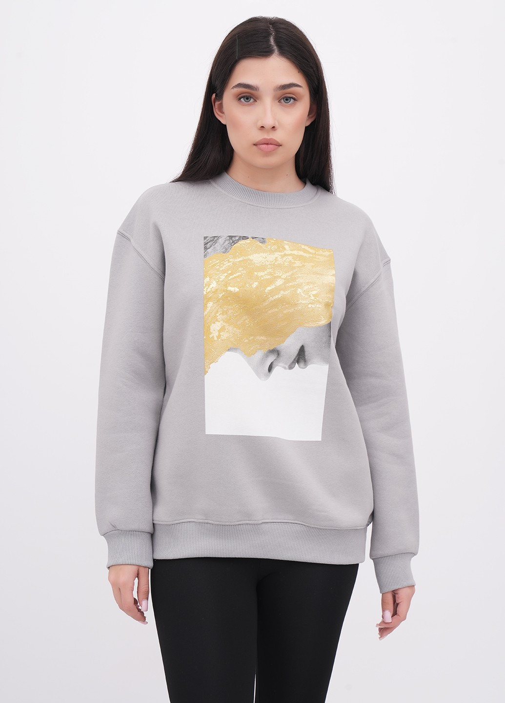 Світло-сірий світшот EQUILIBRI малюнок без декору (341745013)