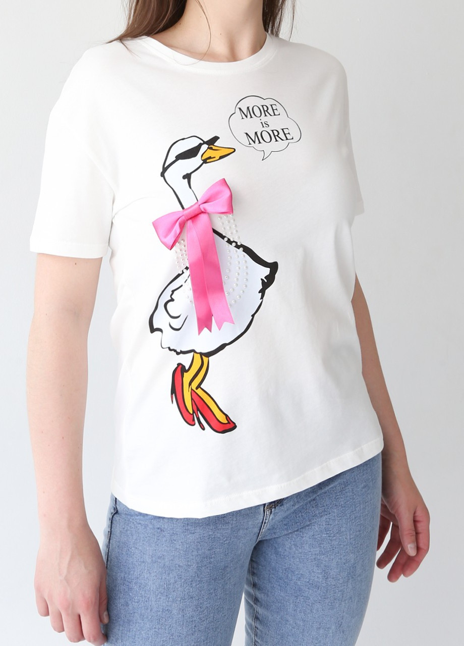 Молочная всесезон футболка женская молочная прямая с уткой с коротким рукавом X-trap Прямая