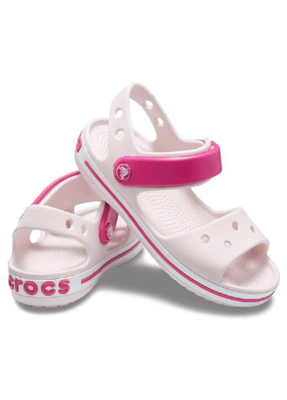 Светло-розовые кэжуал детские сандалии Crocs на липучке