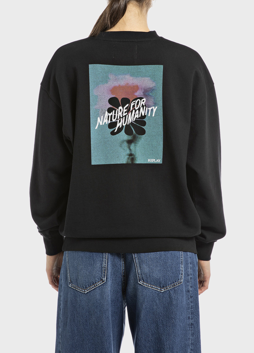 Черный свитшот Replay рисунок без декора (315060193)