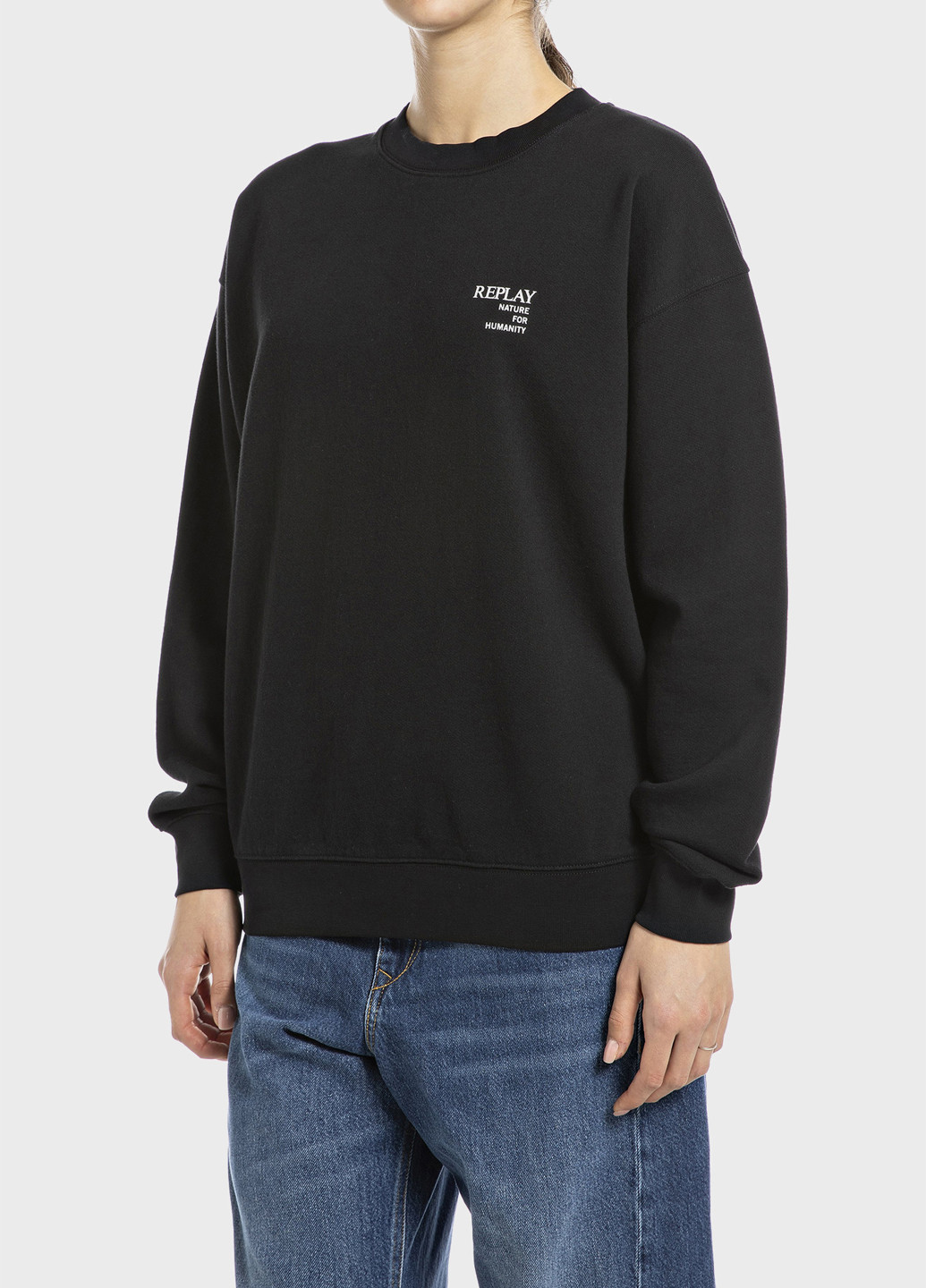 Черный свитшот Replay рисунок без декора (315060193)