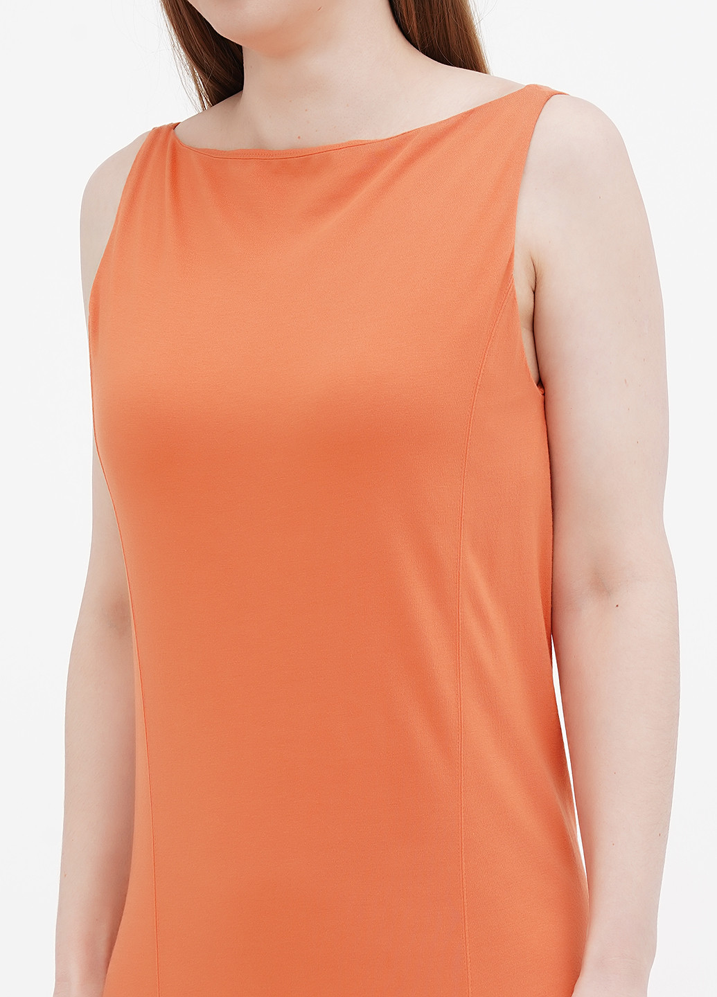 Терракотовое кэжуал платье клеш, с открытой спиной Ralph Lauren однотонное