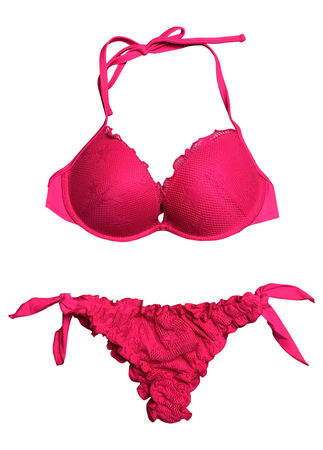 Розовый летний купальник раздельный, бикини, халтер Tezenis