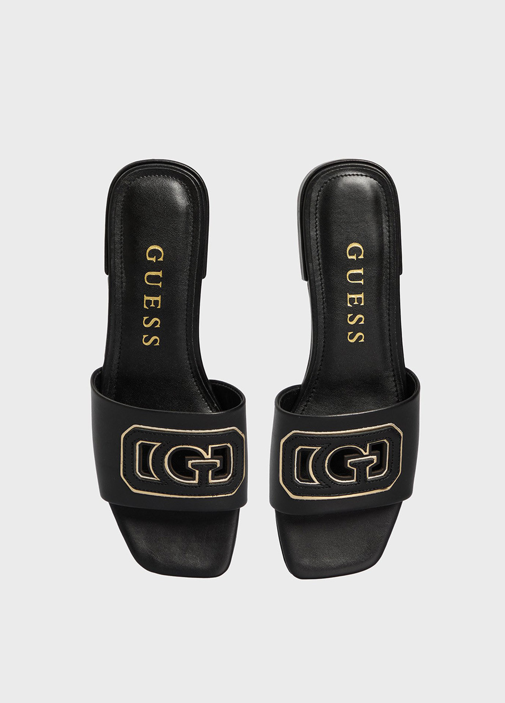 Черные шлепанцы Guess с логотипом