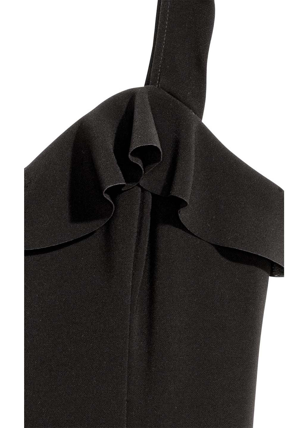 Комбинезон H&M комбинезон-брюки однотонный чёрный кэжуал полиэстер