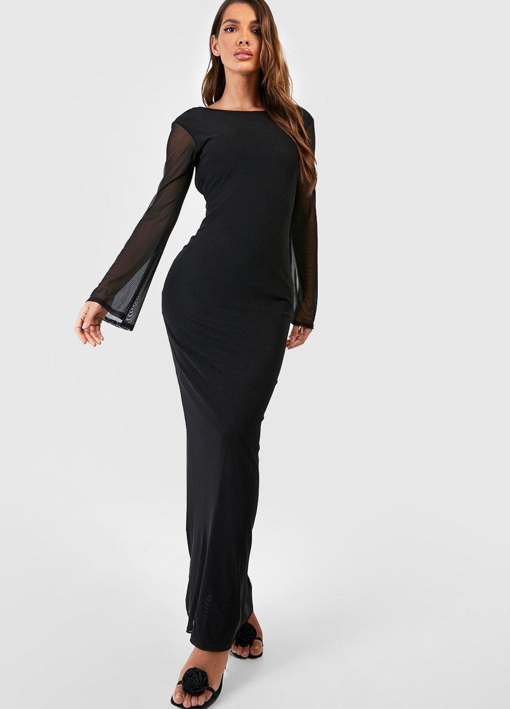 Чорна кежуал сукня силуетна, з відкритою спиною Boohoo однотонна