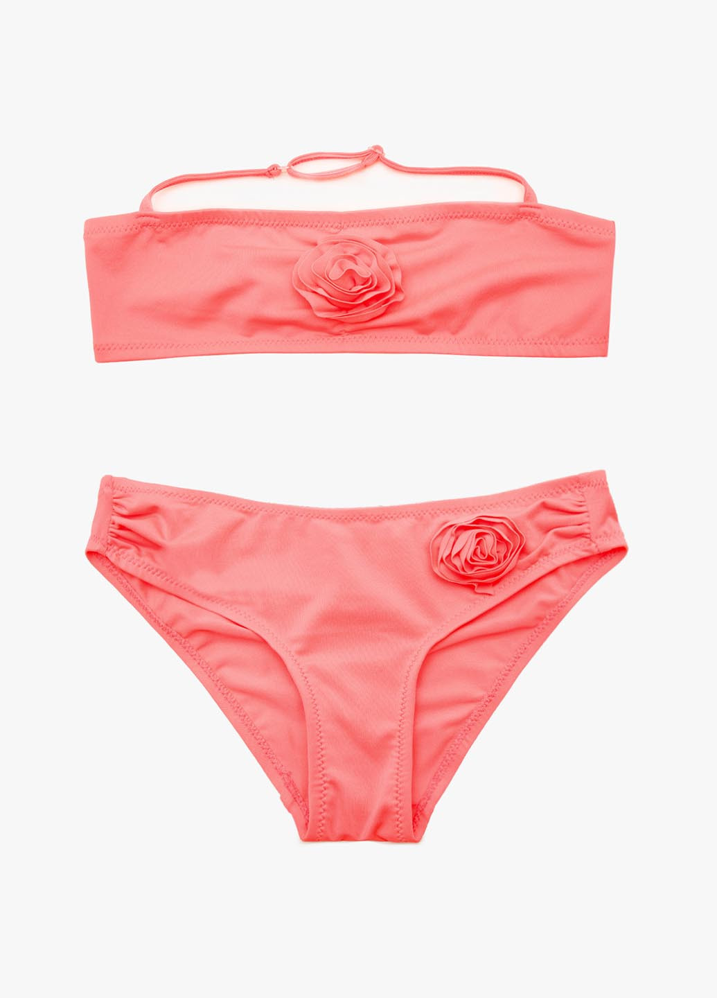 Кислотно-розовый летний купальник (лиф, трусы) бандо, раздельный KOTON