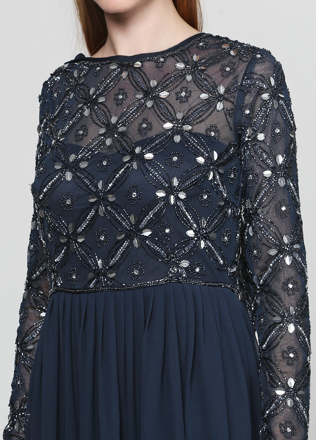 Темно-синее вечернее платье Lace & Beads однотонное