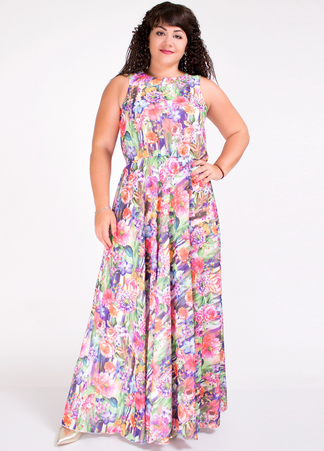 Лиловое кэжуал платье клеш Fifi Lakres с цветочным принтом